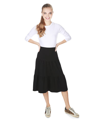 Black Ruffle Tiered Skirt For Women